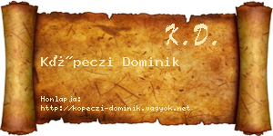 Köpeczi Dominik névjegykártya